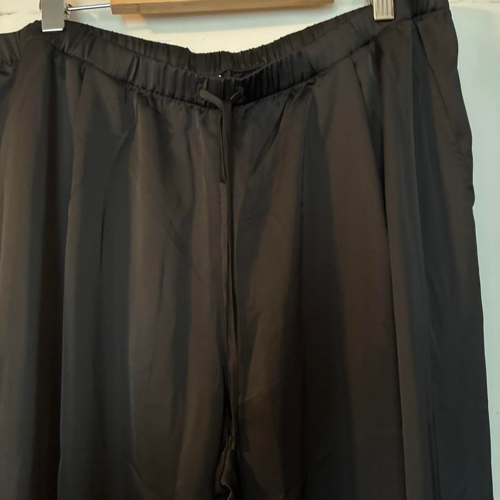 Victoria's Secret Pink women's large satin black trousers wide leg